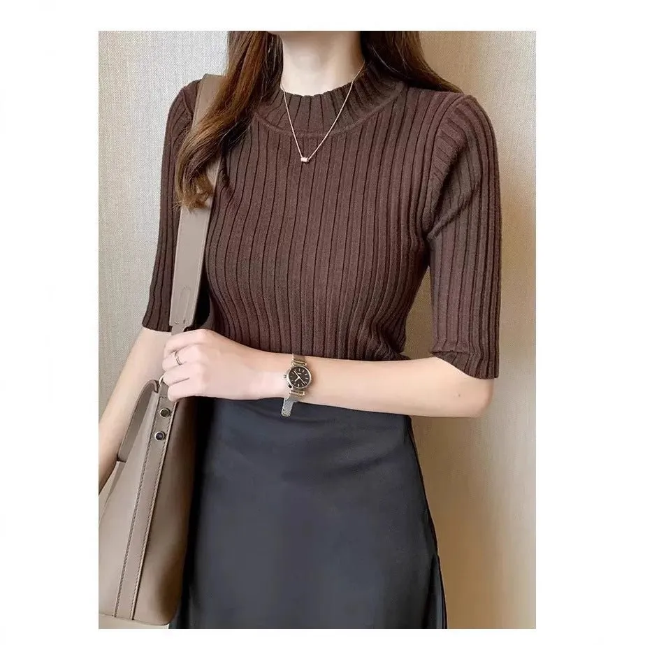 The Refined Whisper | Women's Semi-Turtleneck Core-Spun Yarn T-Shirt sold by Negative product image thumbnail 3