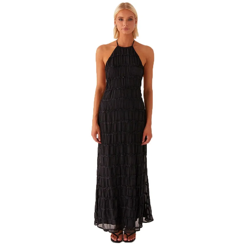 Ethereal Muse | Backless Pleated Halter Maxi Dress sold by Negative product image thumbnail 5