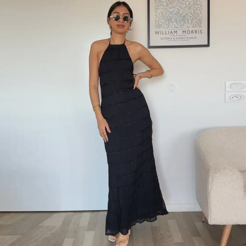 Ethereal Muse | Backless Pleated Halter Maxi Dress sold by Negative product image thumbnail 2