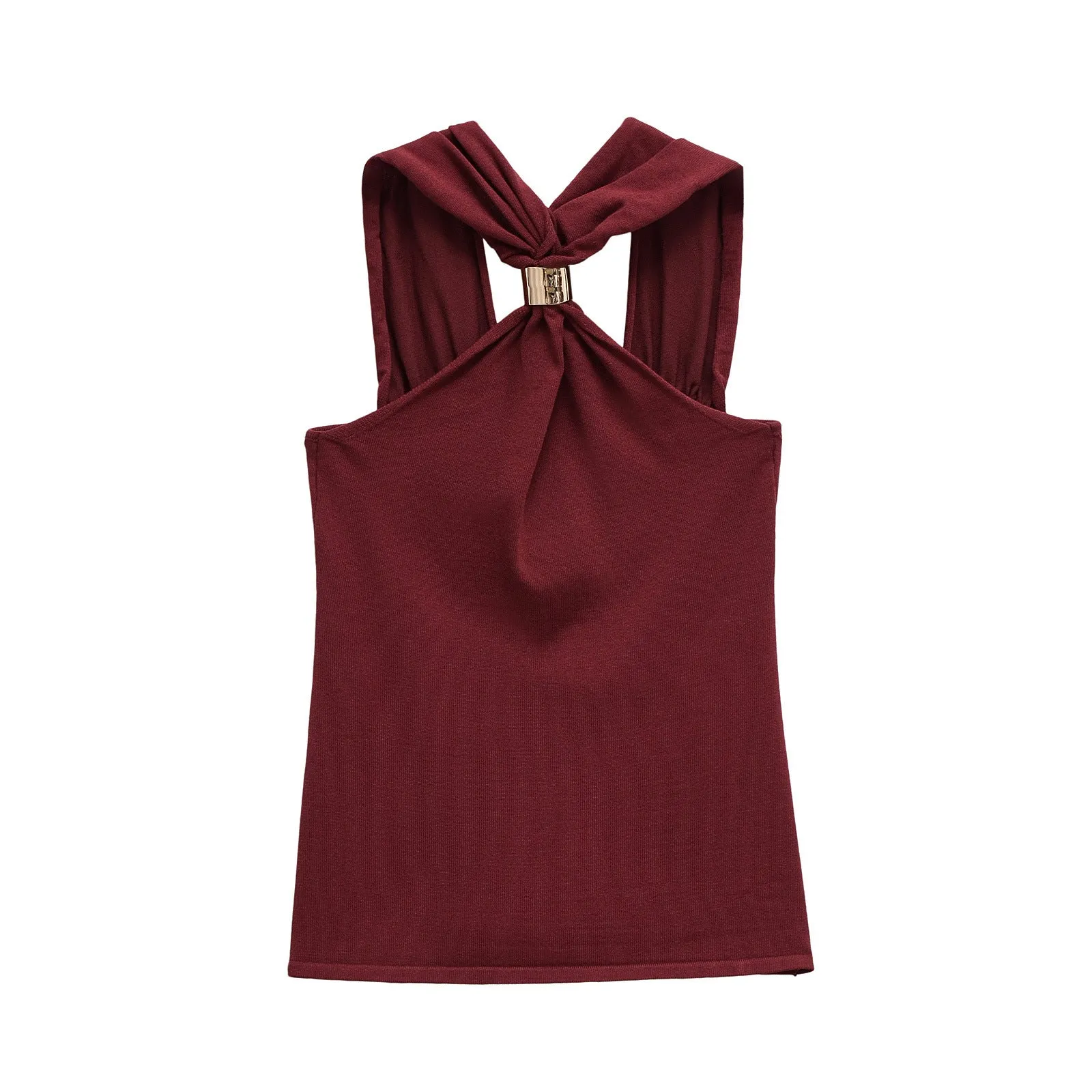 Women's Gold Inlay Halter Neck Top - European Style Blouse sold by Negative product image thumbnail 4