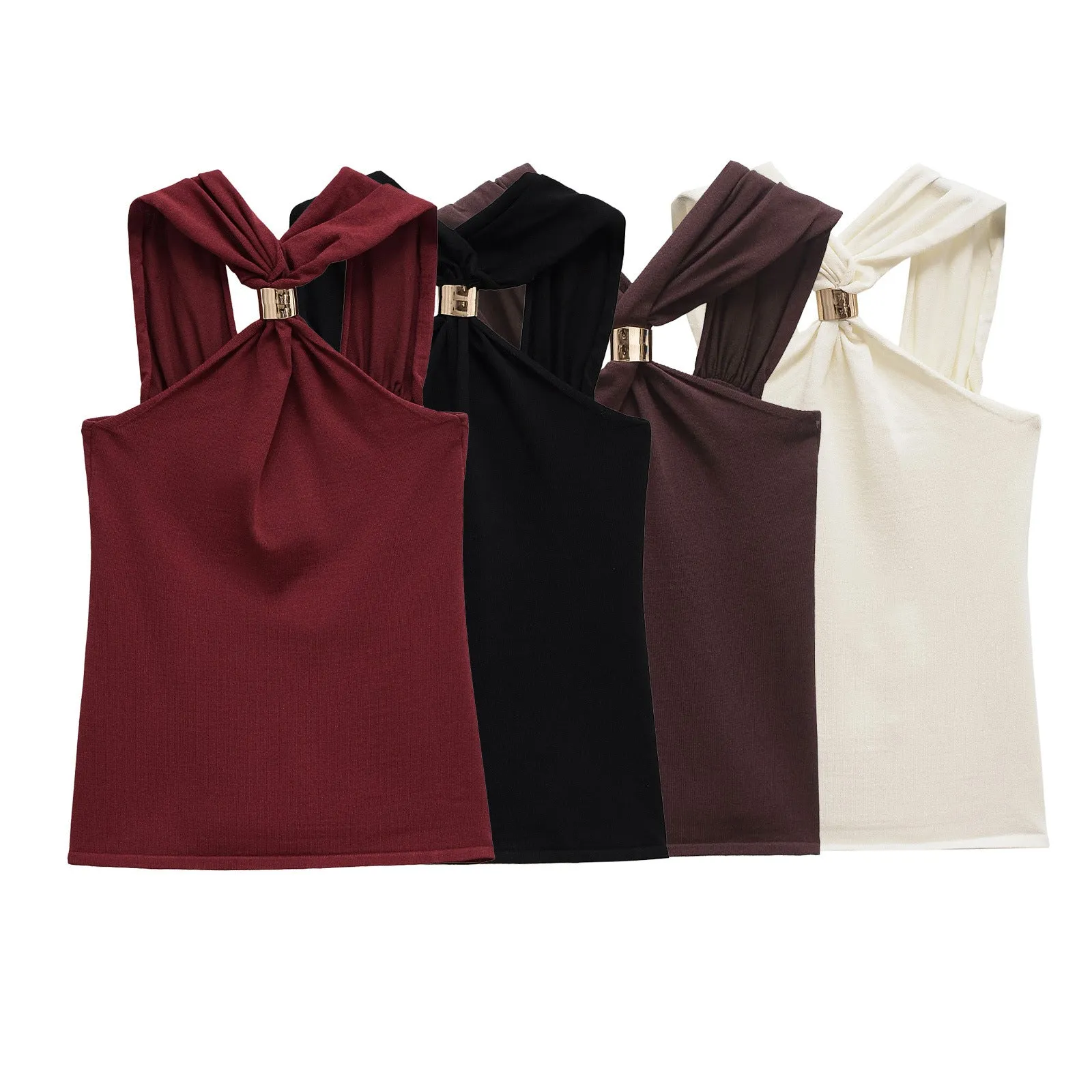Women's Gold Inlay Halter Neck Top - European Style Blouse sold by Negative product image thumbnail 5