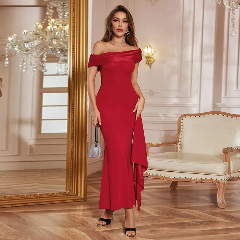 Asymmetric Neck Backless Maxi Dress for Women – Twisted Knot High Waist Bodycon Tube Top Dress, Spring 2025 sold by Negative product image thumbnail 5