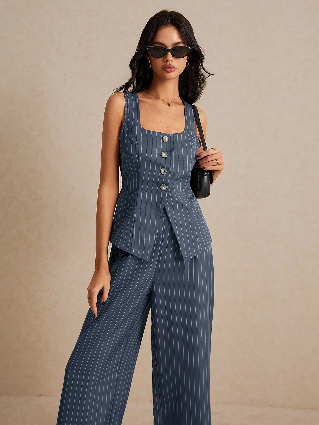 Frenchy Summer Linen Color Linen Suit Vest Two-Piece Set sold by Negative product image thumbnail 3