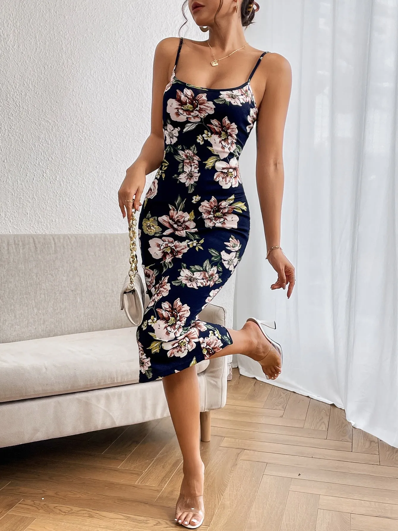Privé Floral Print Split Hem Cami Dress sold by Negative product image thumbnail 5