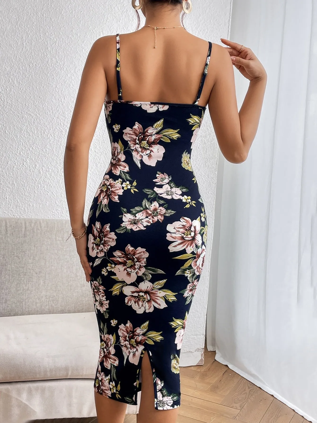 Privé Floral Print Split Hem Cami Dress sold by Negative product image thumbnail 3