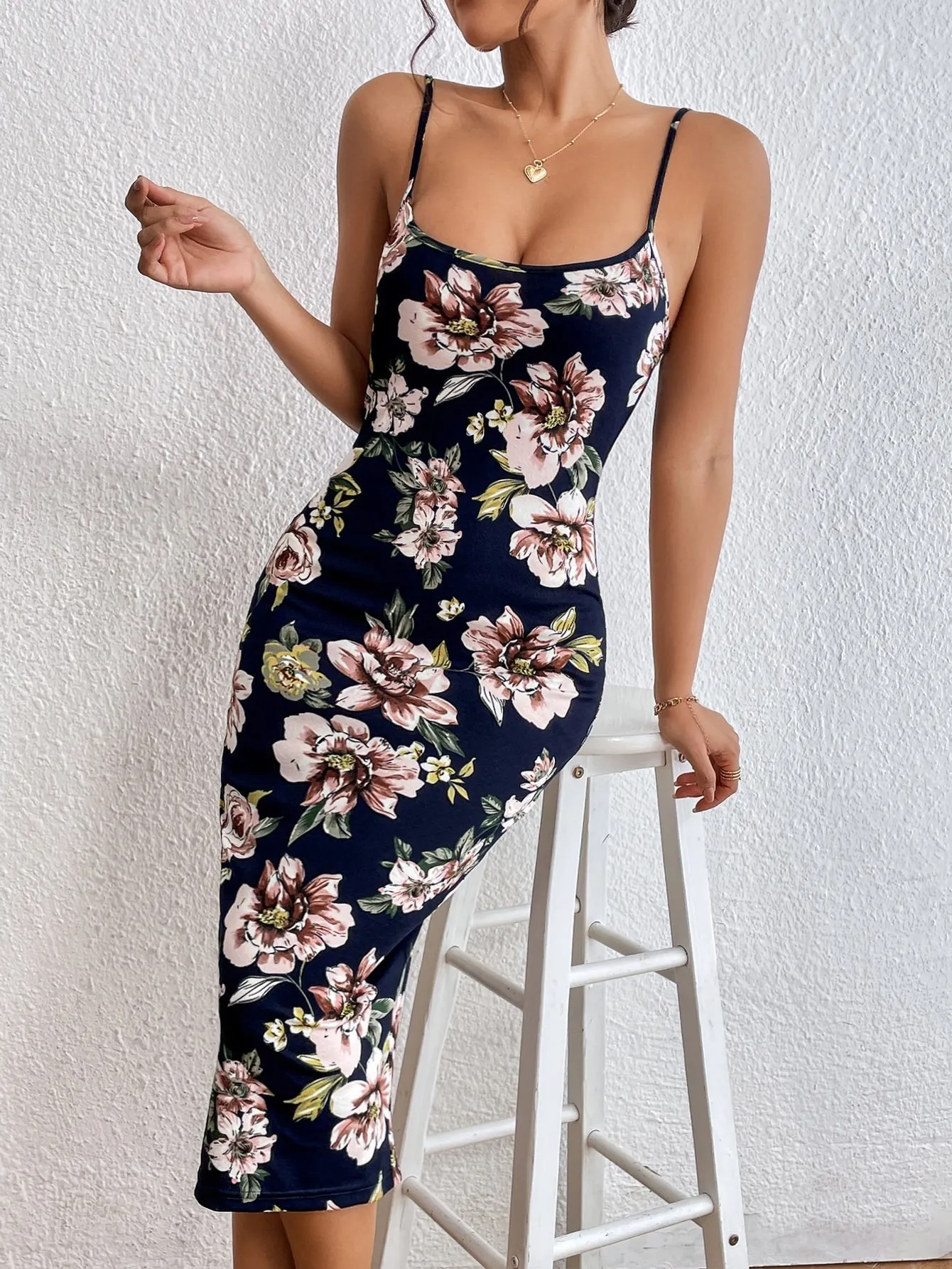 Privé Floral Print Split Hem Cami Dress sold by Negative product image thumbnail 4