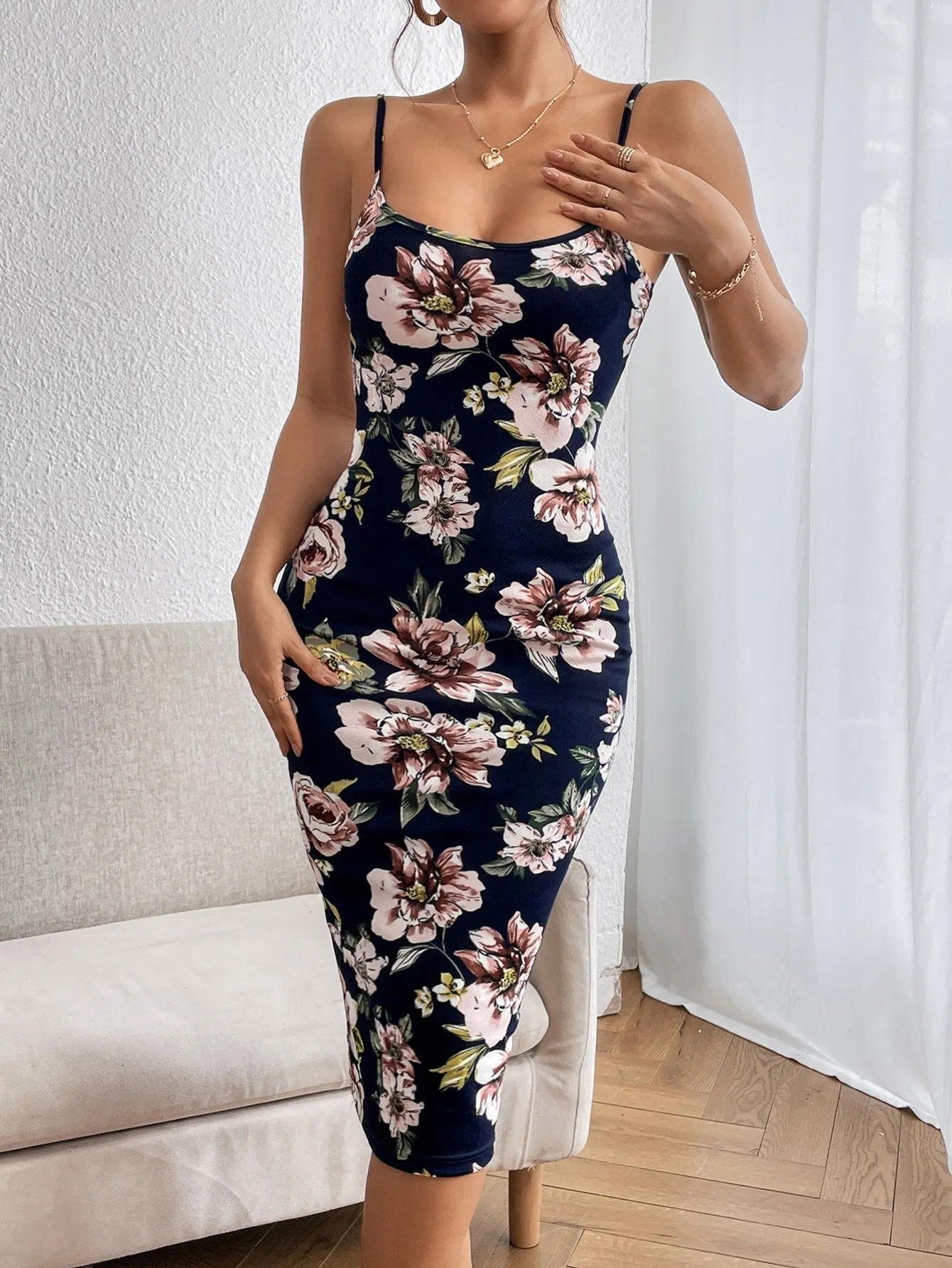 Privé Floral Print Split Hem Cami Dress sold by Negative