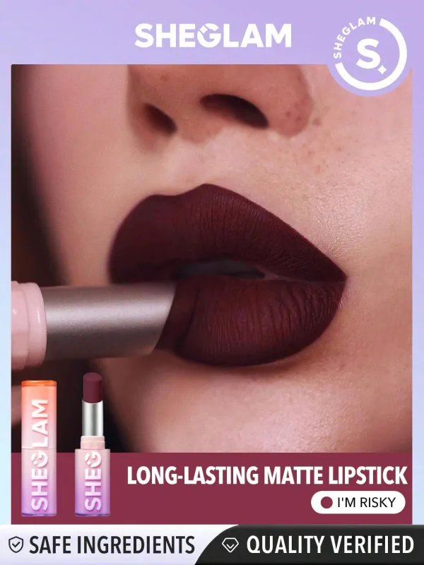 SHEGLAM Dynamatte Boom Long Lasting Matte Lipstick Brown & Purple made by Negative