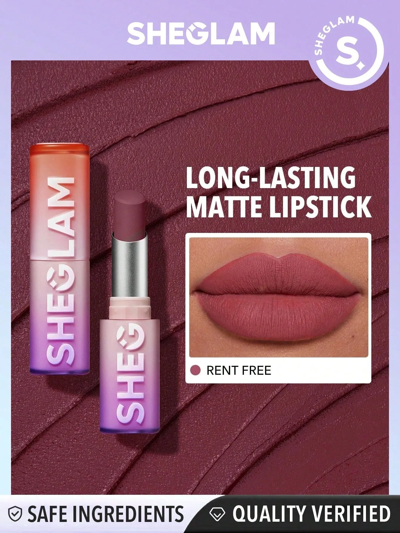 SHEGLAM Dynamatte Boom Long Lasting Matte Lipstick Brown & Purple sold by Negative product image thumbnail 5
