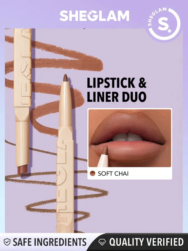 SHEGLAM 101 Lipstick & Liner Duo-Soft Chai 2-In-1 Matte Dual-Ended Lip Liner made by Negative