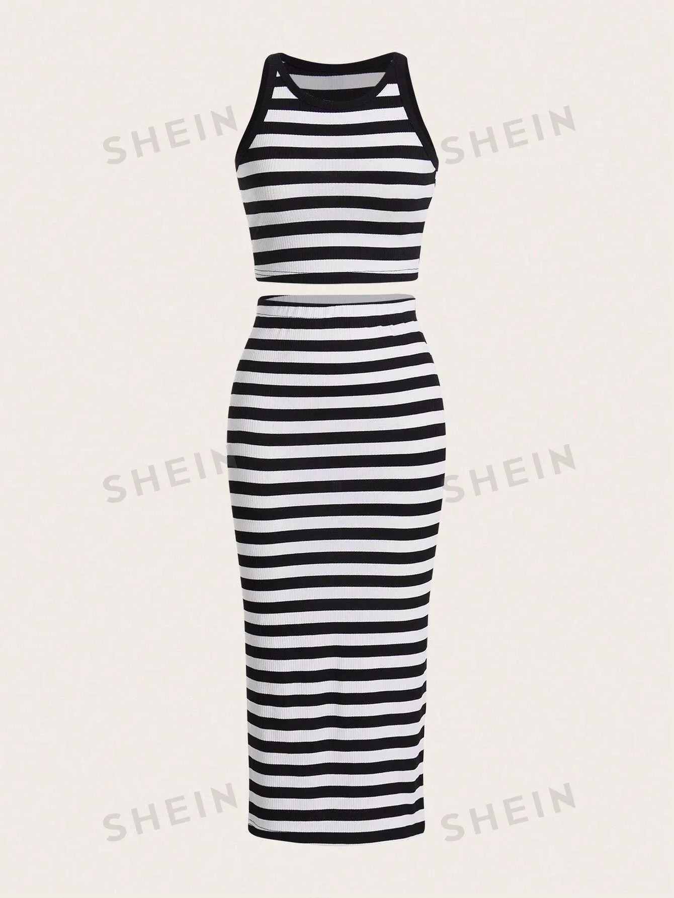 SHEIN EZwear Striped Tank Top & Skirt sold by Negative