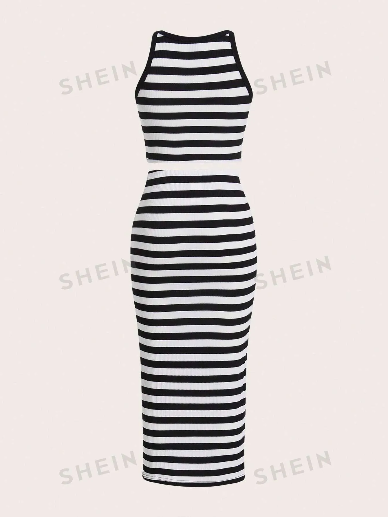 SHEIN EZwear Striped Tank Top & Skirt sold by Negative product image thumbnail 2