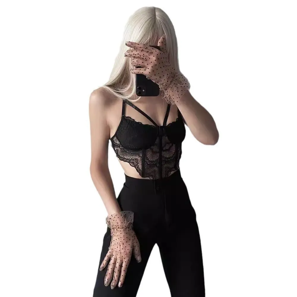Floral Lace | See-Through Backless Cami Crop Top Black (FD) sold by Negative product image thumbnail 5