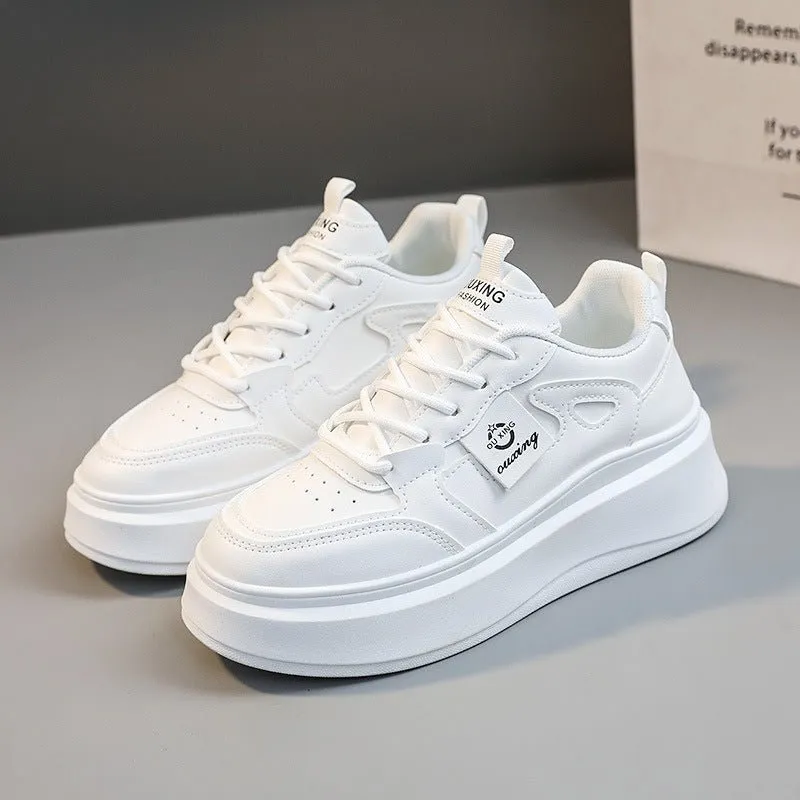 The Crisp Elevation | Women's Casual White Thick-Bottom Sneakers FD sold by Negative product image thumbnail 4