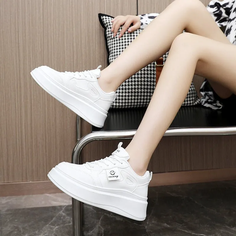 The Crisp Elevation | Women's Casual White Thick-Bottom Sneakers FD sold by Negative product image thumbnail 5
