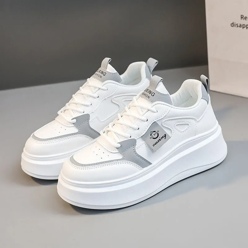 The Crisp Elevation | Women's Casual White Thick-Bottom Sneakers FD sold by Negative product image thumbnail 2