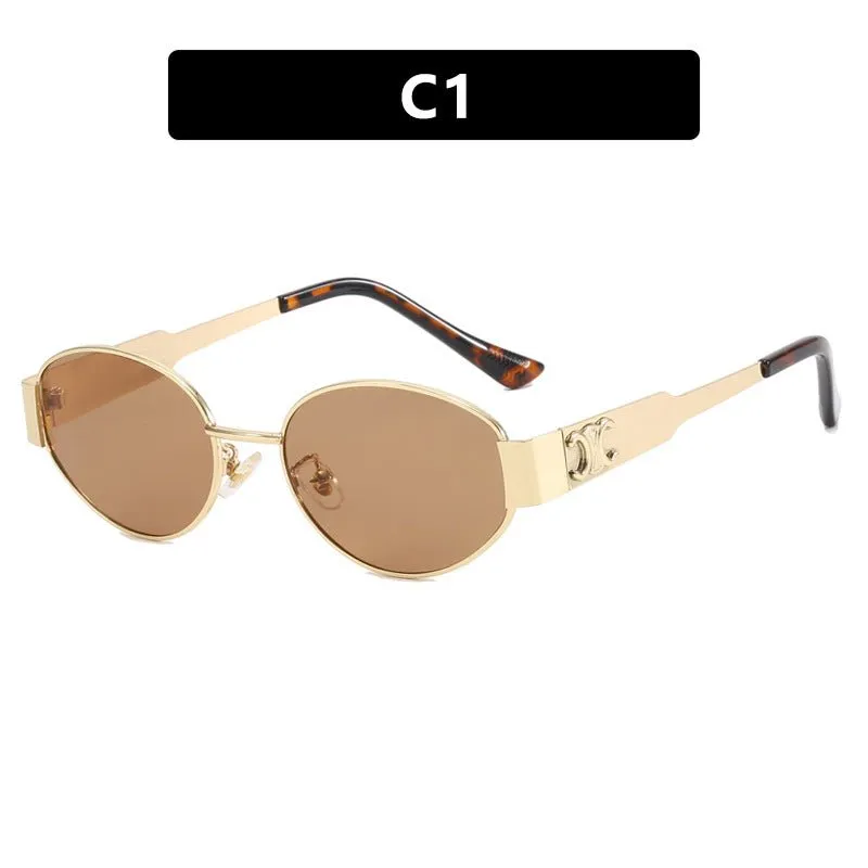 Oval sunglasses 2025 new women's metal sunglasses FD sold by Negative product image thumbnail 5