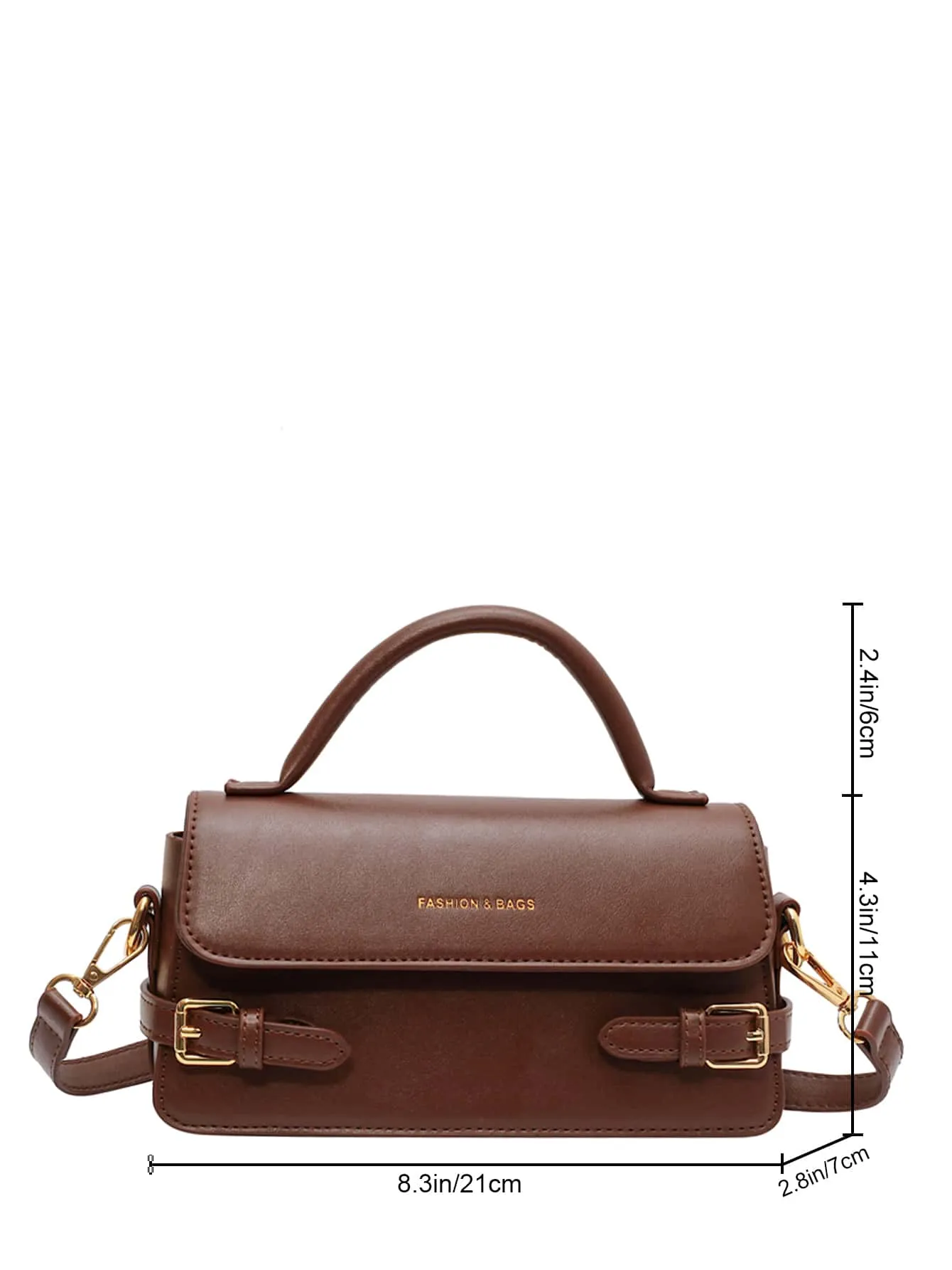 Letter Embossed Buckle Decor Flap Square Bag (FD) sold by Negative product image thumbnail 4