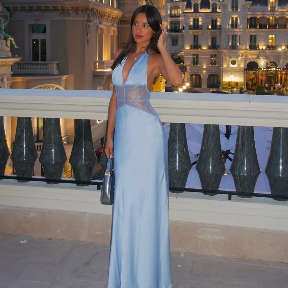 Satin Halter Maxi Dress with Lace sold by Negative product image thumbnail 3