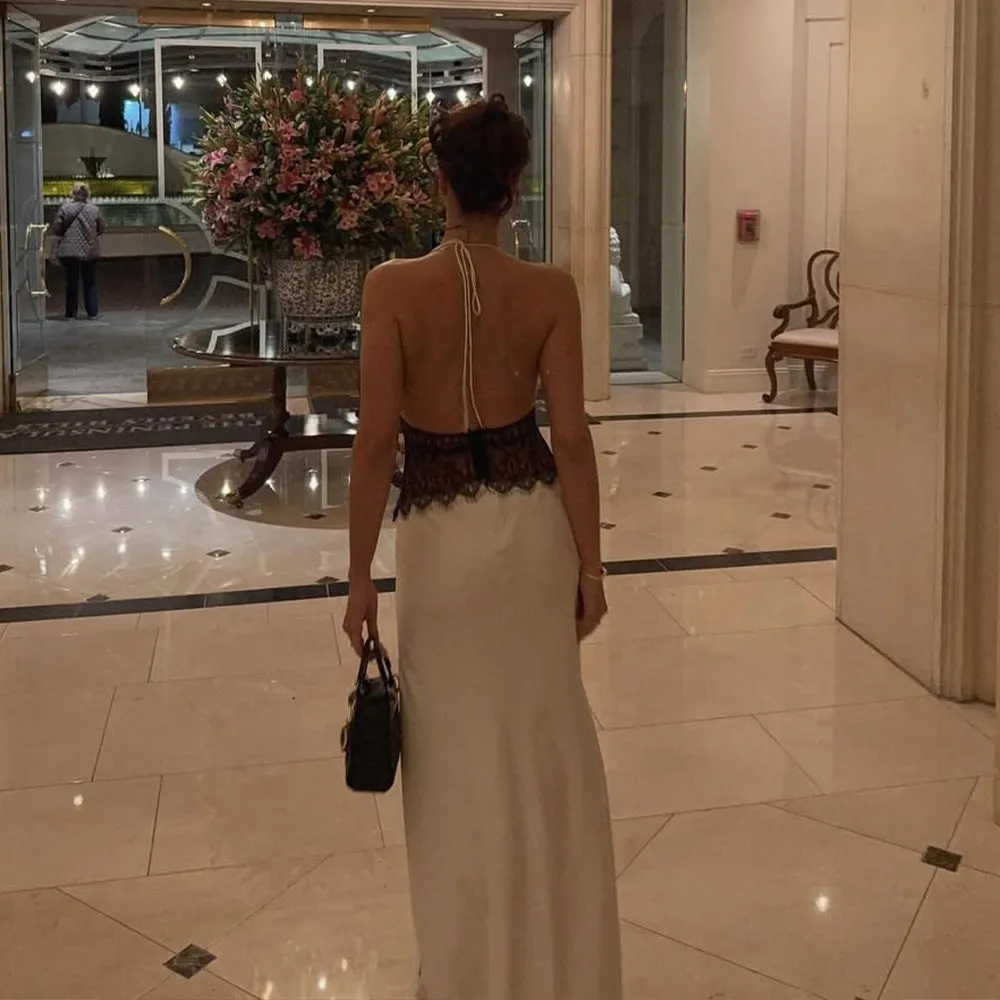 Satin Halter Maxi Dress with Lace sold by Negative product image thumbnail 4