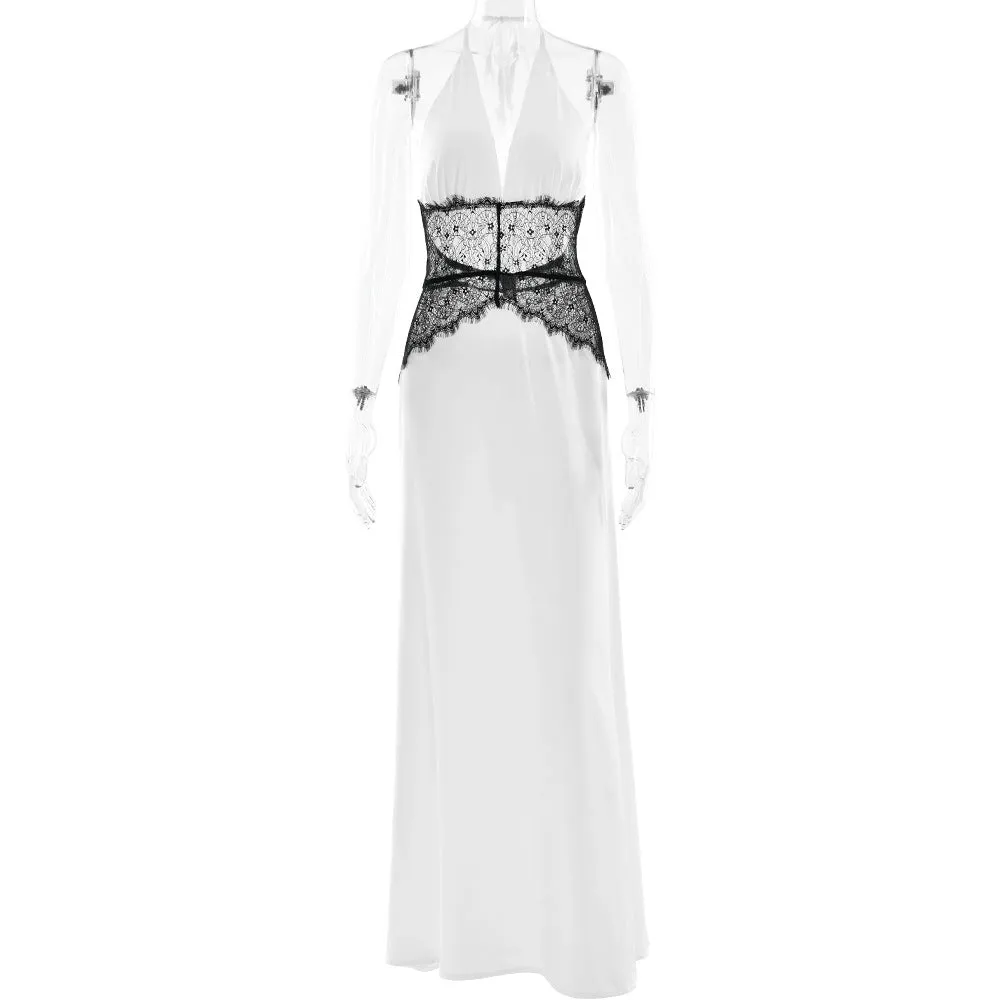 Satin Halter Maxi Dress with Lace sold by Negative product image thumbnail 5