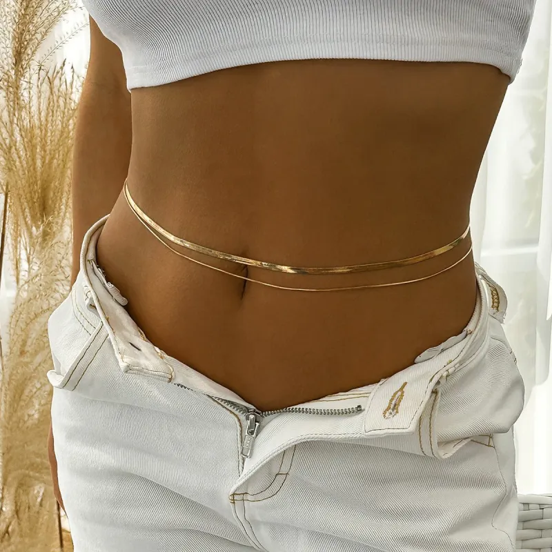 Simple double-layer snake bone chain women's body chain made by Negative