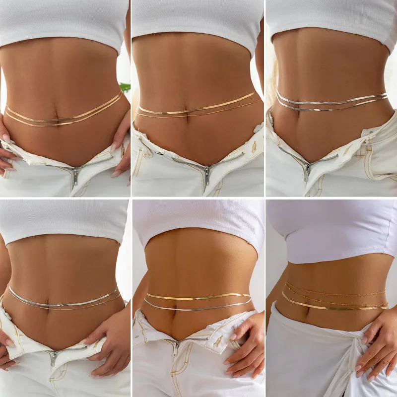 Simple three-layer women's body chain made by Negative