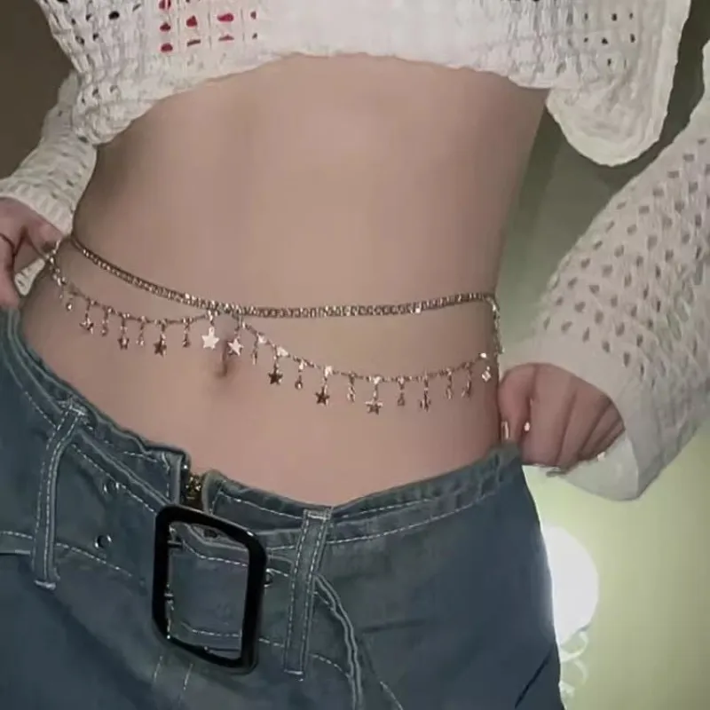 Star pendant waist ornaments multi-layer tassel waist chain made by Negative