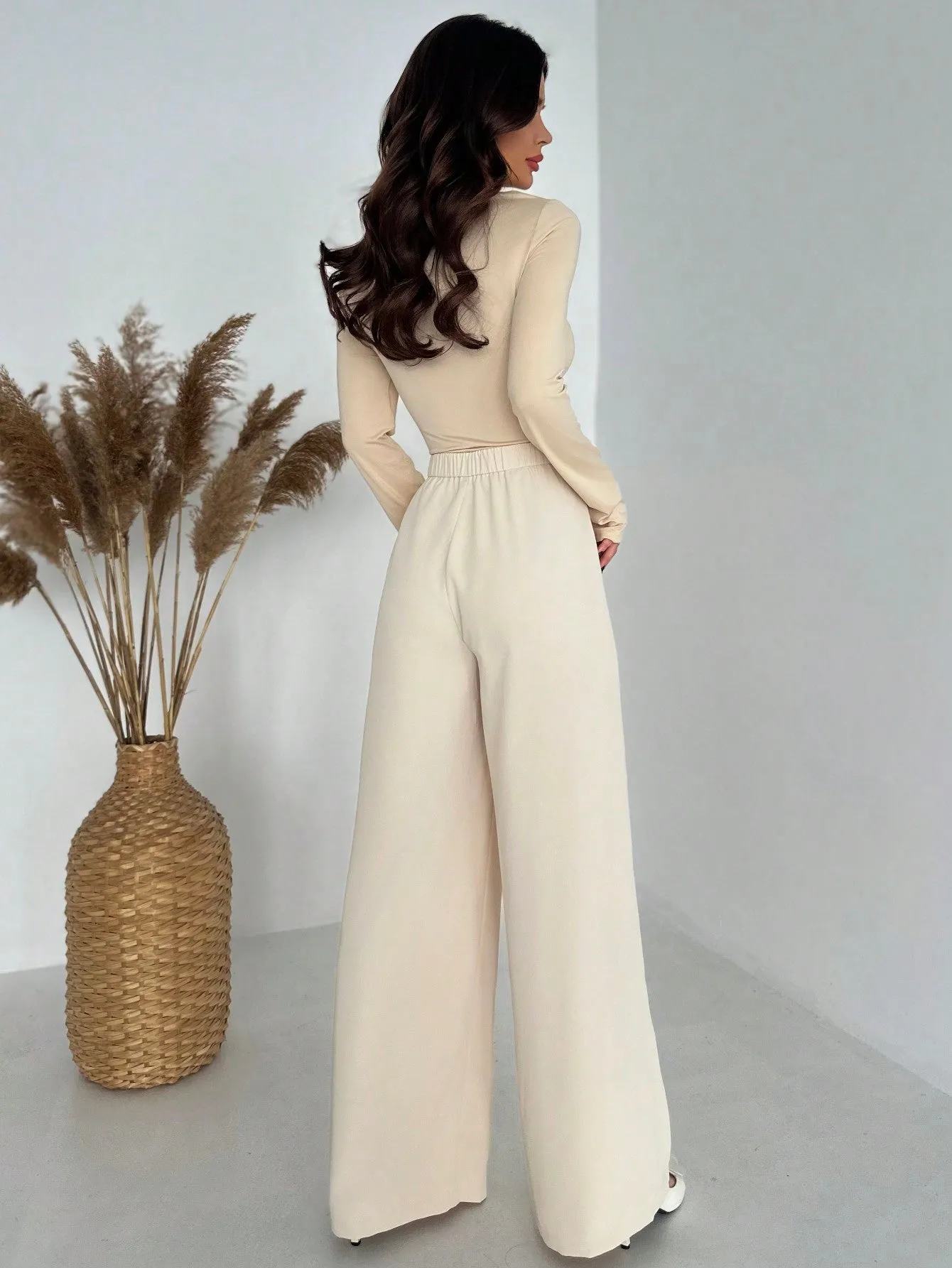 Elegant Casual Commuting All-Match High-Waisted Pleated Wide-Leg Long Pants, Luxury Retro Style sold by Negative product image thumbnail 5