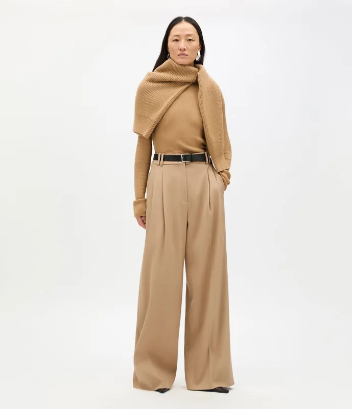 Twill Pleated Trouser | Camel sold by Another Tomorrow
