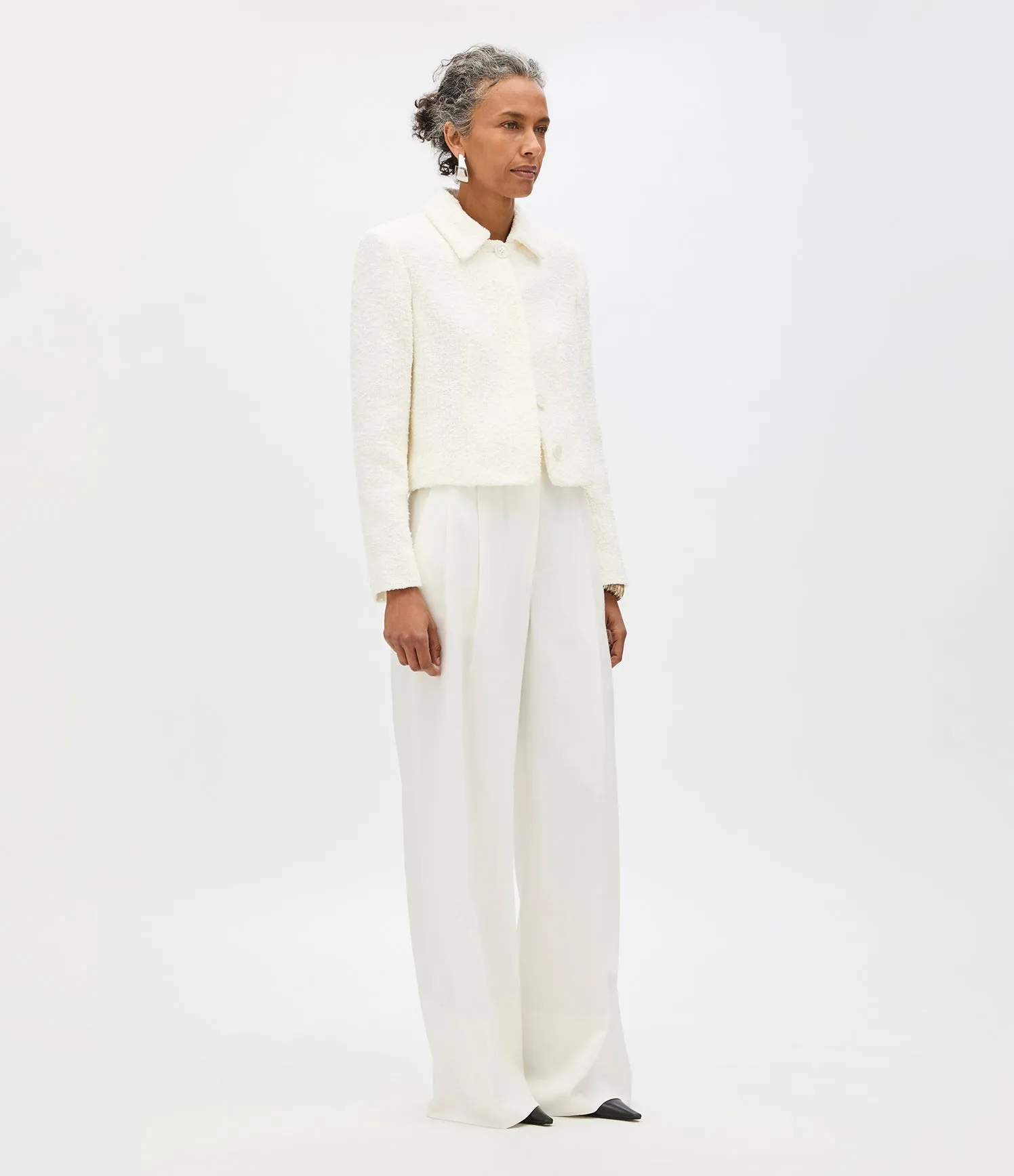 Short Tweed Jacket | Cream sold by Another Tomorrow product image thumbnail 3