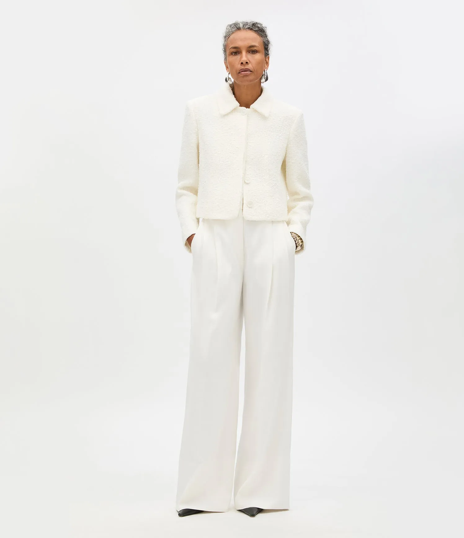 Short Tweed Jacket | Cream sold by Another Tomorrow product image thumbnail 2