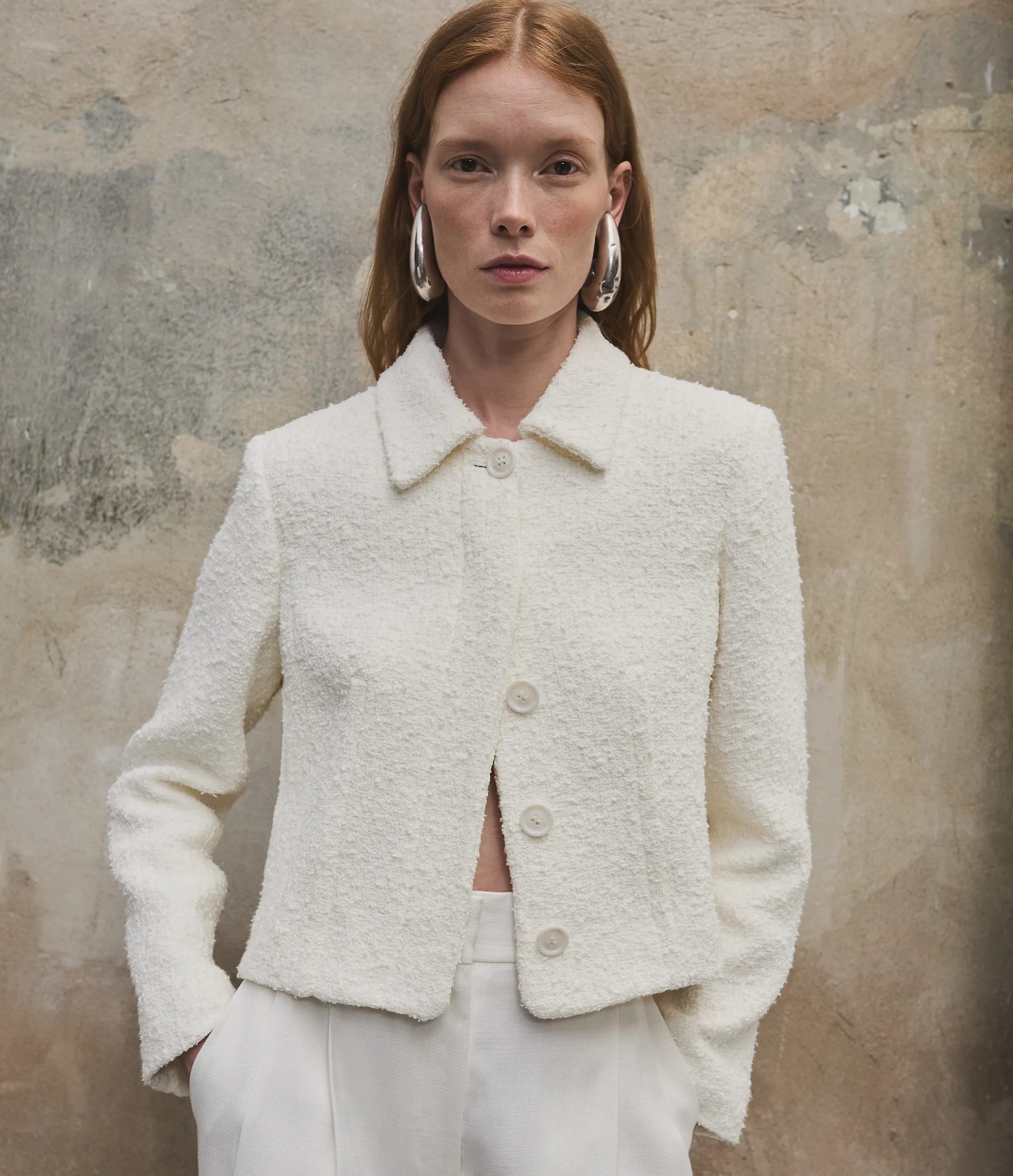 Short Tweed Jacket | Cream sold by Another Tomorrow