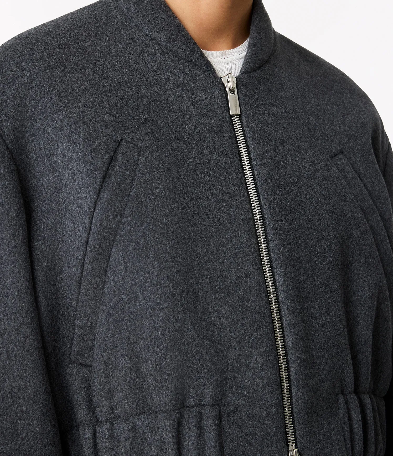 Wool Bomber Jacket | Light Grey Melange sold by Another Tomorrow product image thumbnail 3