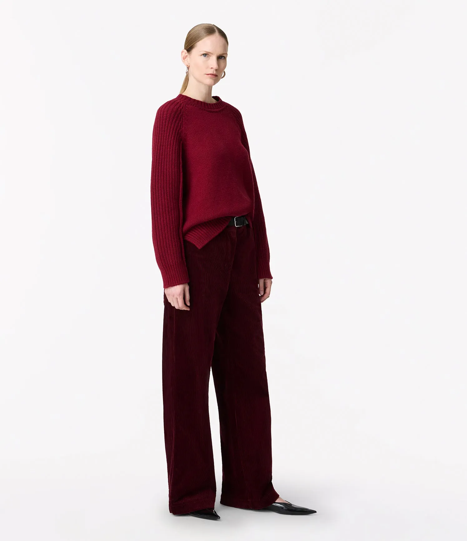 Cashmere Oversized Crewneck | Aubergine sold by Another Tomorrow product image thumbnail 2