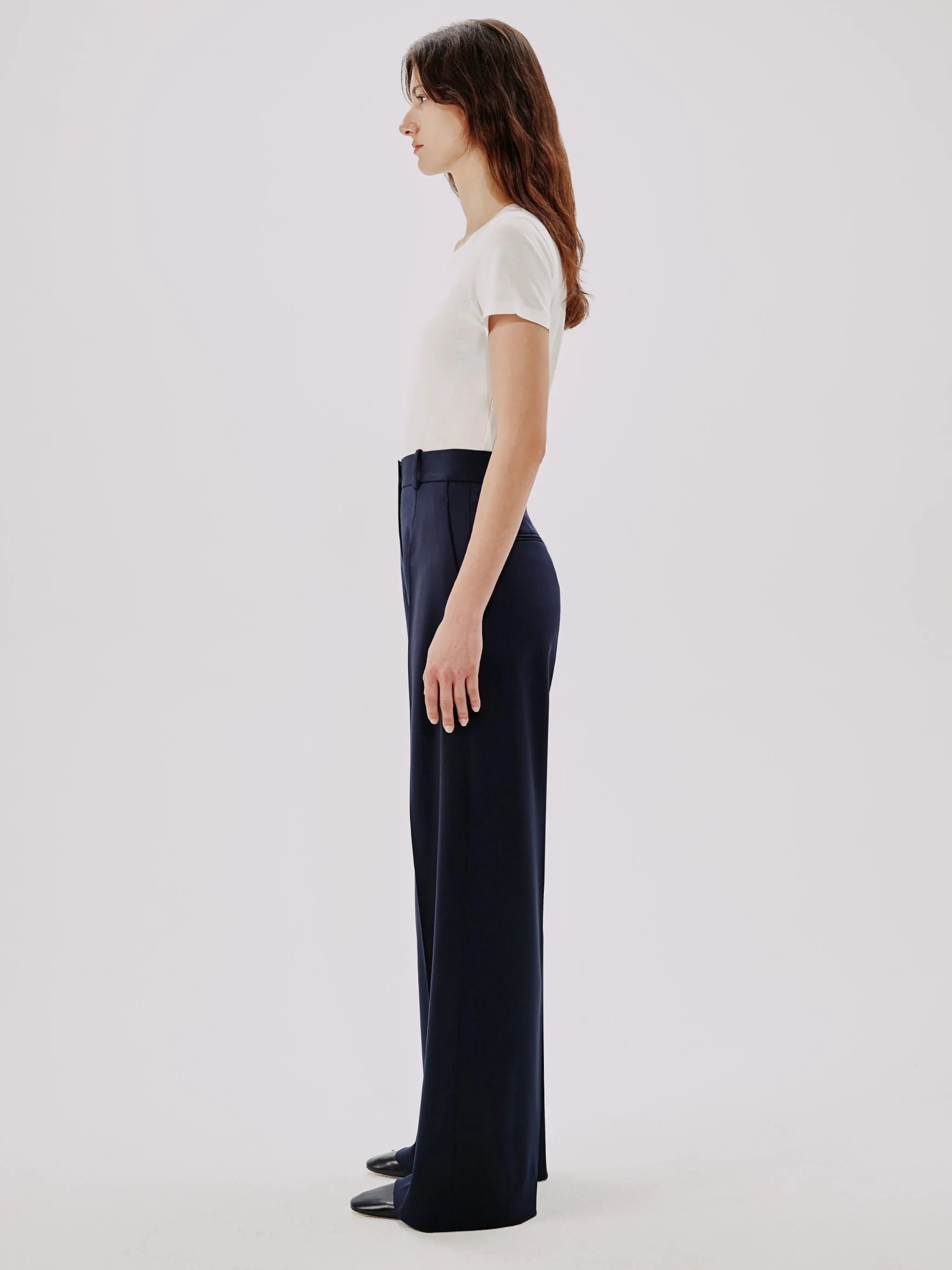 Wide Leg Suit Pant - Resale | Navy sold by Another Tomorrow product image thumbnail 4