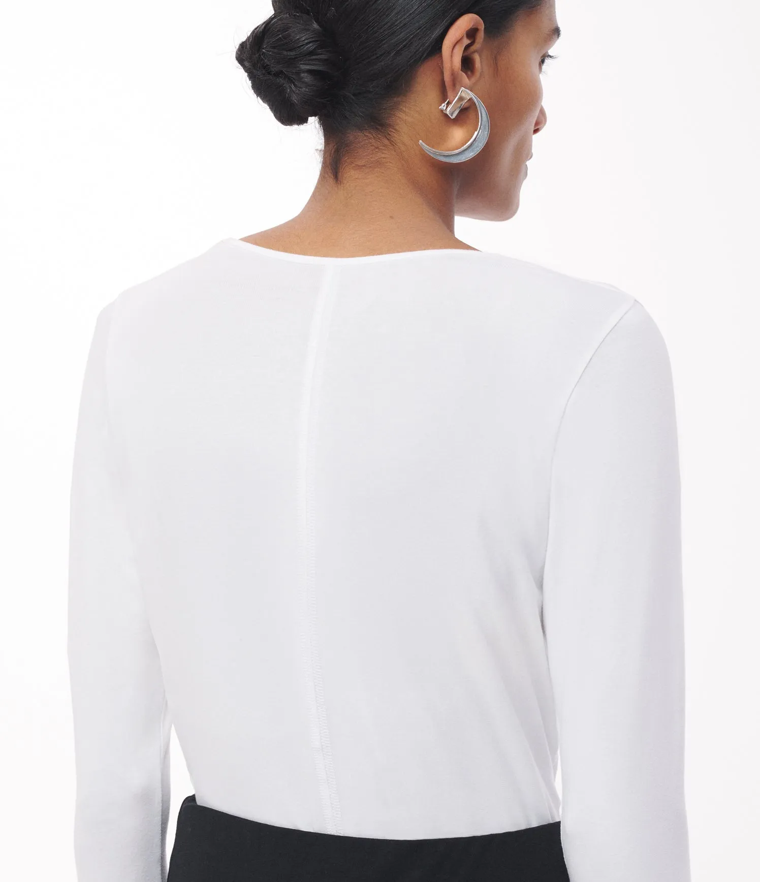 Long Sleeve Fitted Tee | White sold by Another Tomorrow product image thumbnail 5
