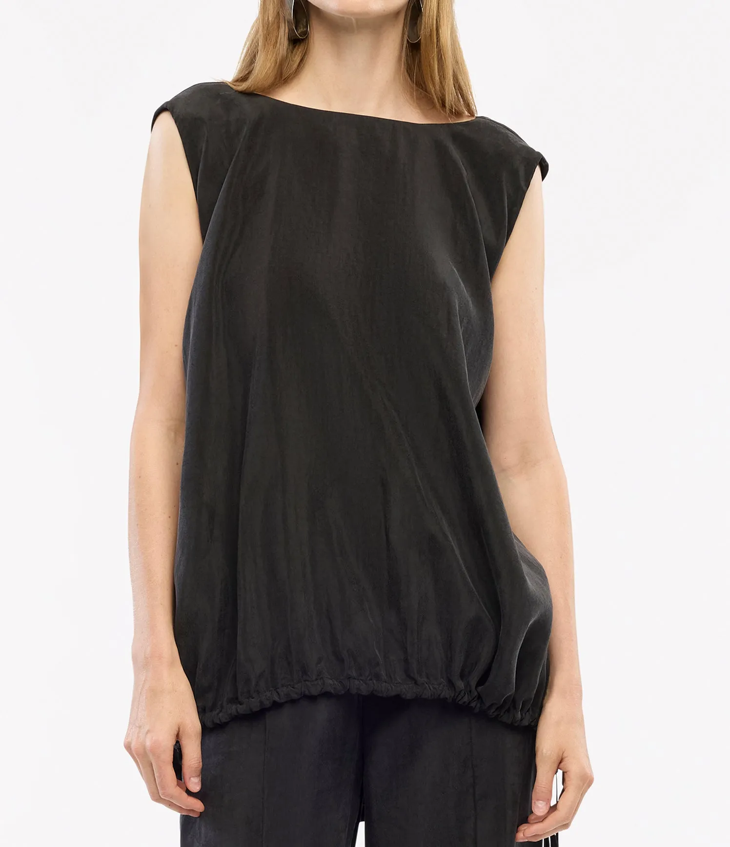 Drawstring Top | Black sold by Another Tomorrow product image thumbnail 5