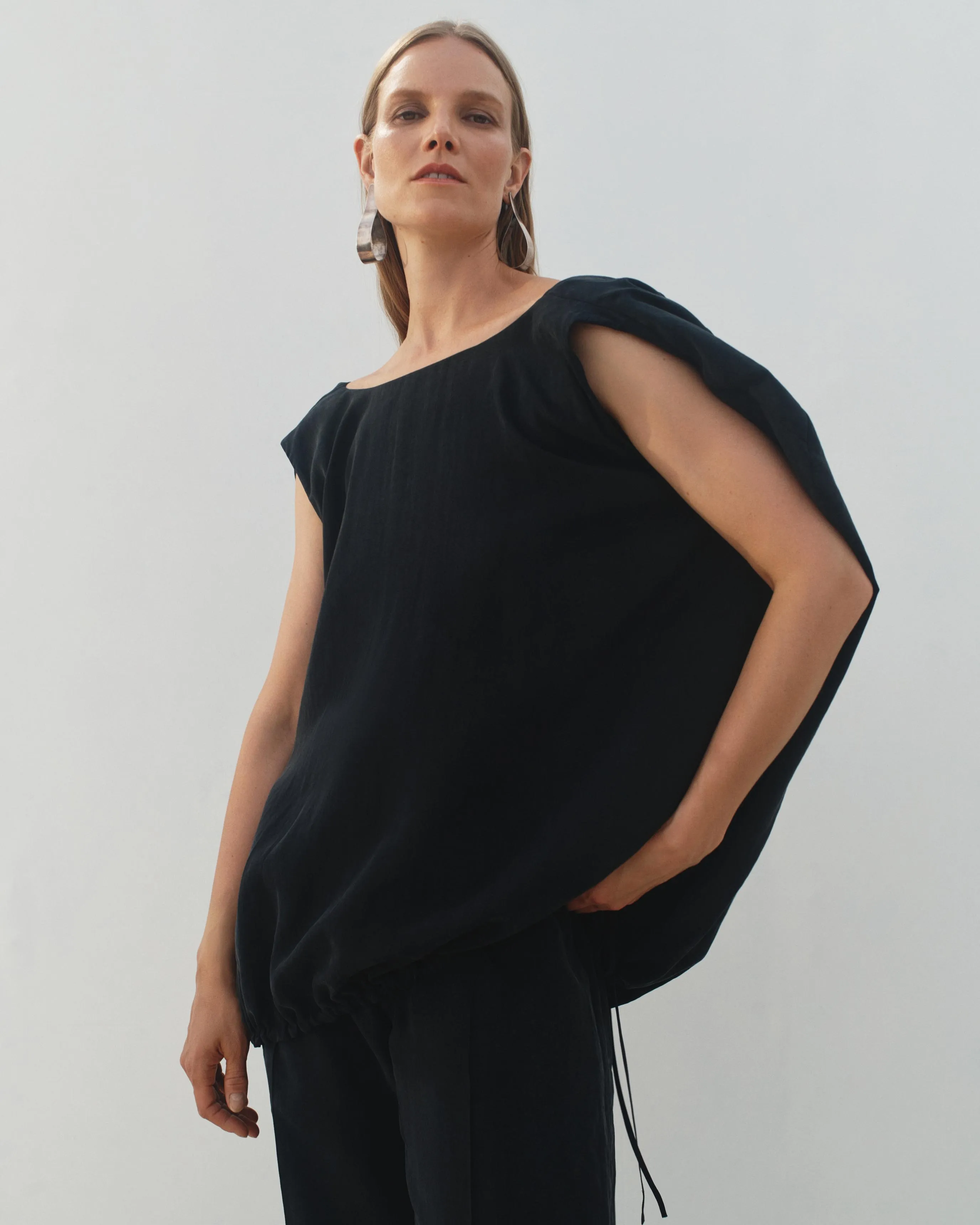 Drawstring Top | Black sold by Another Tomorrow product image thumbnail 2