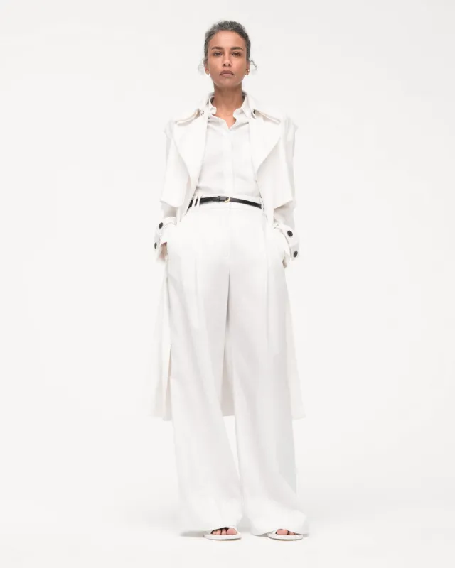 Linen Pleated Trouser | White sold by Another Tomorrow