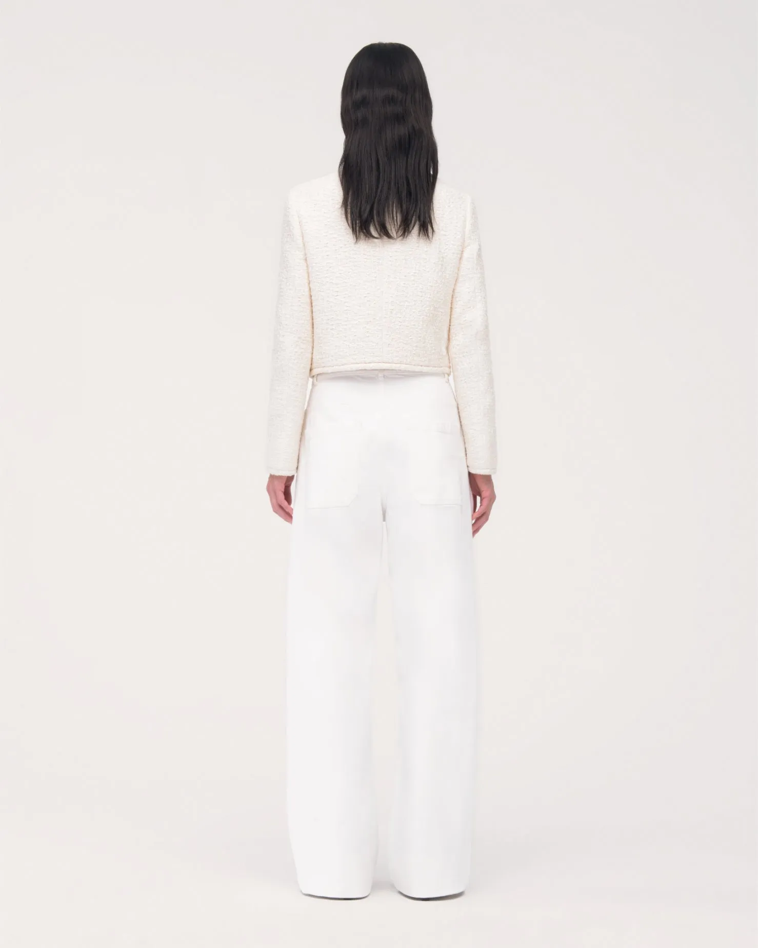Cropped Tweed Jacket | Cream sold by Another Tomorrow product image thumbnail 5