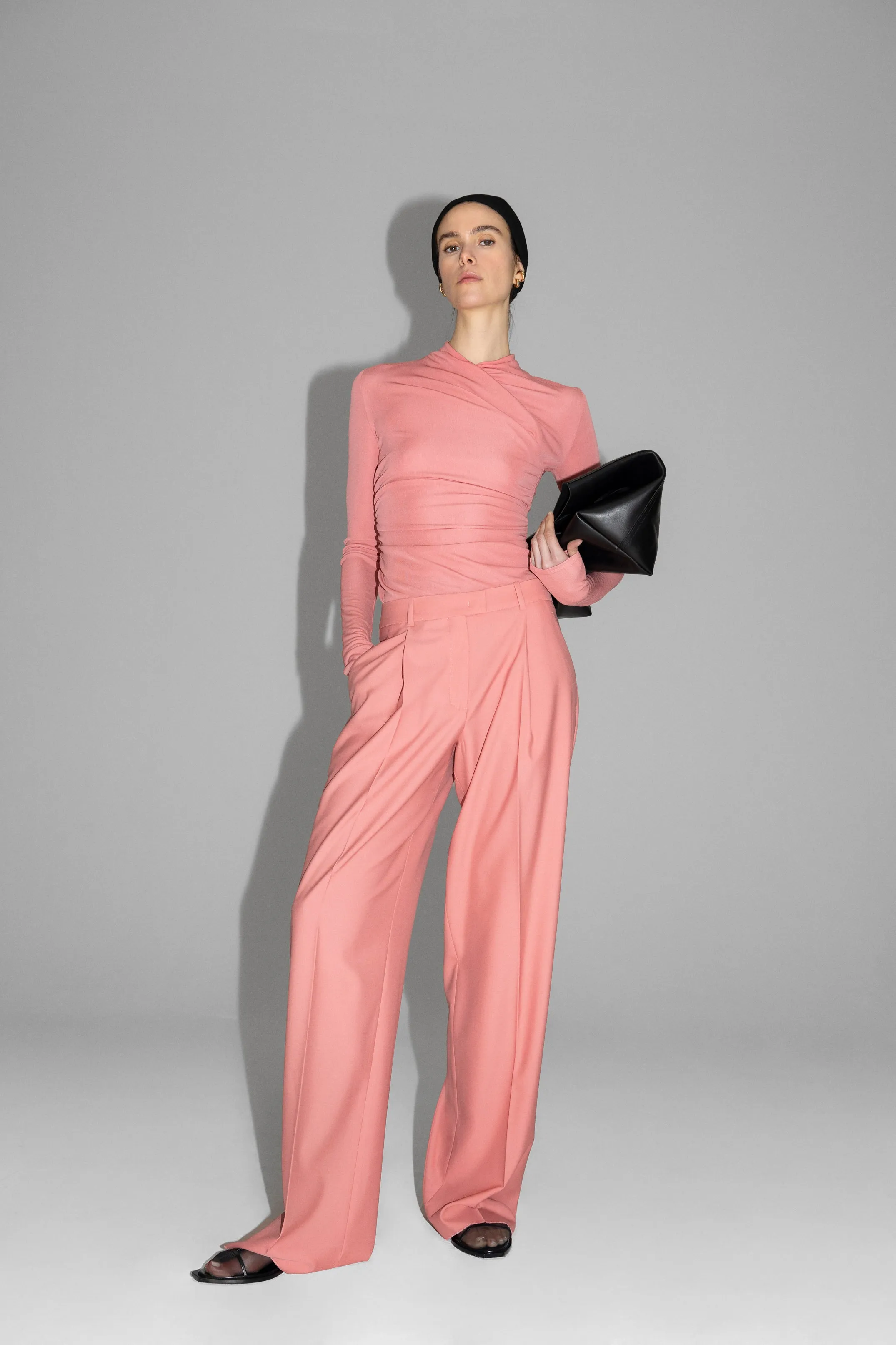 Crossover Neck Top | Pink sold by Another Tomorrow product image thumbnail 2