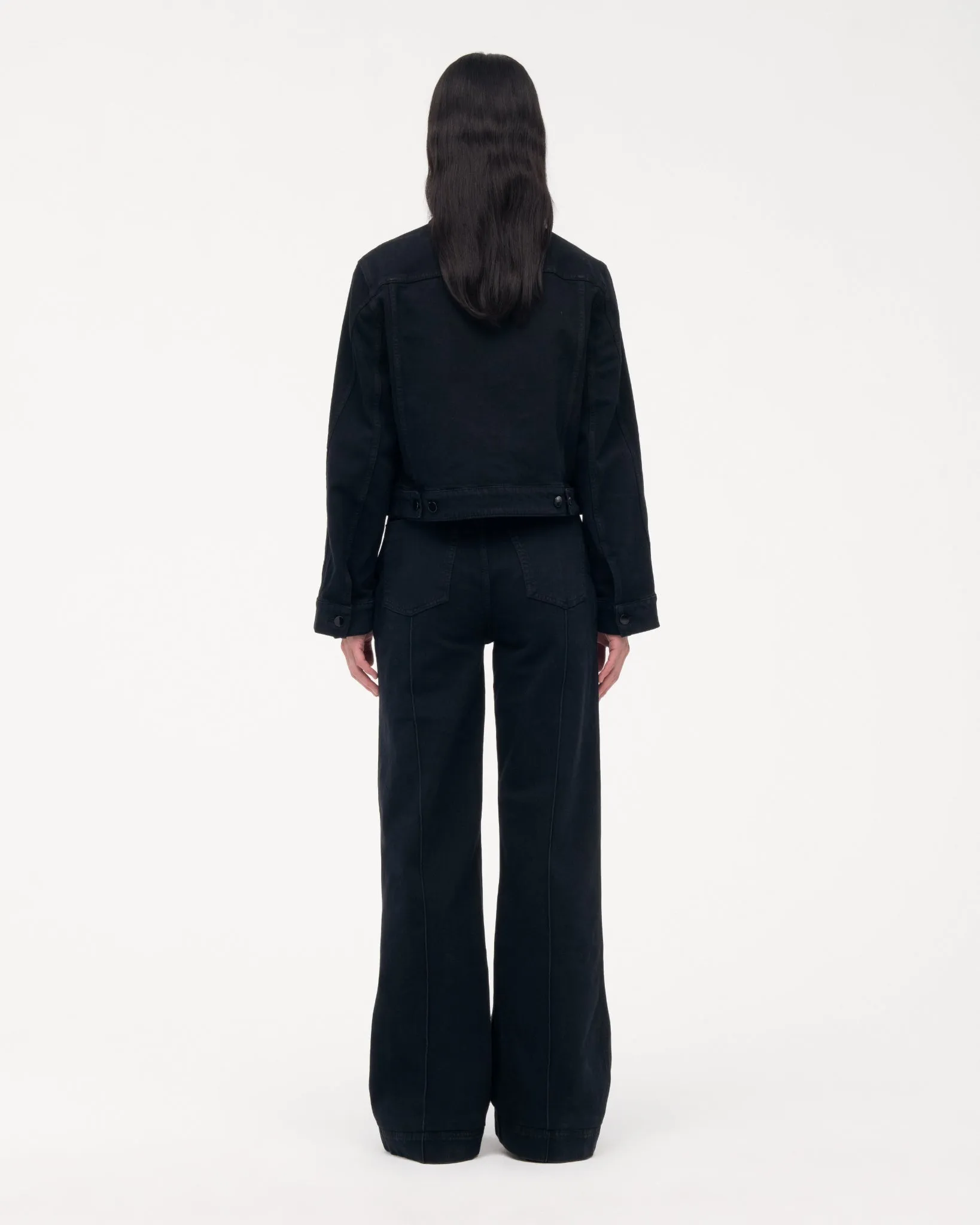 Cropped Denim Jacket | Overdye Black sold by Another Tomorrow product image thumbnail 5