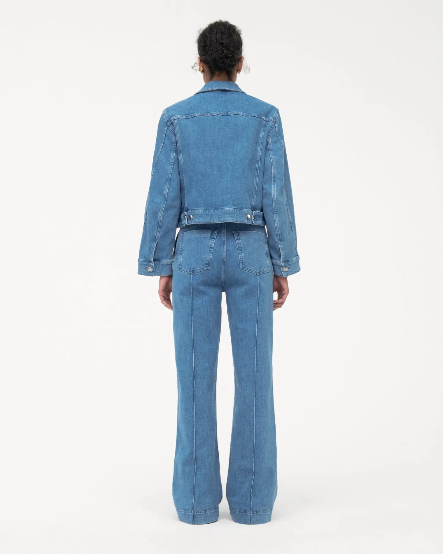 Cropped Denim Jacket | Light Blue Wash sold by Another Tomorrow product image thumbnail 5