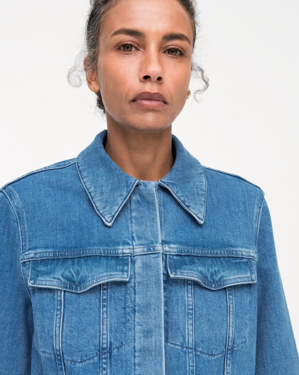 Cropped Denim Jacket | Light Blue Wash sold by Another Tomorrow product image thumbnail 2