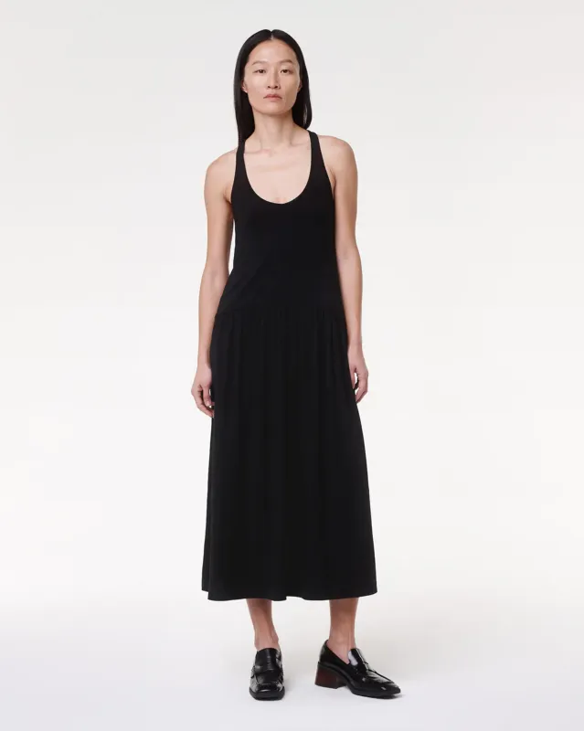 Dropwaist Gathered Tank Dress | Black sold by Another Tomorrow