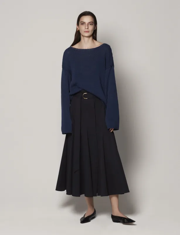 Draped Knit Sweater | Navy made by Another Tomorrow