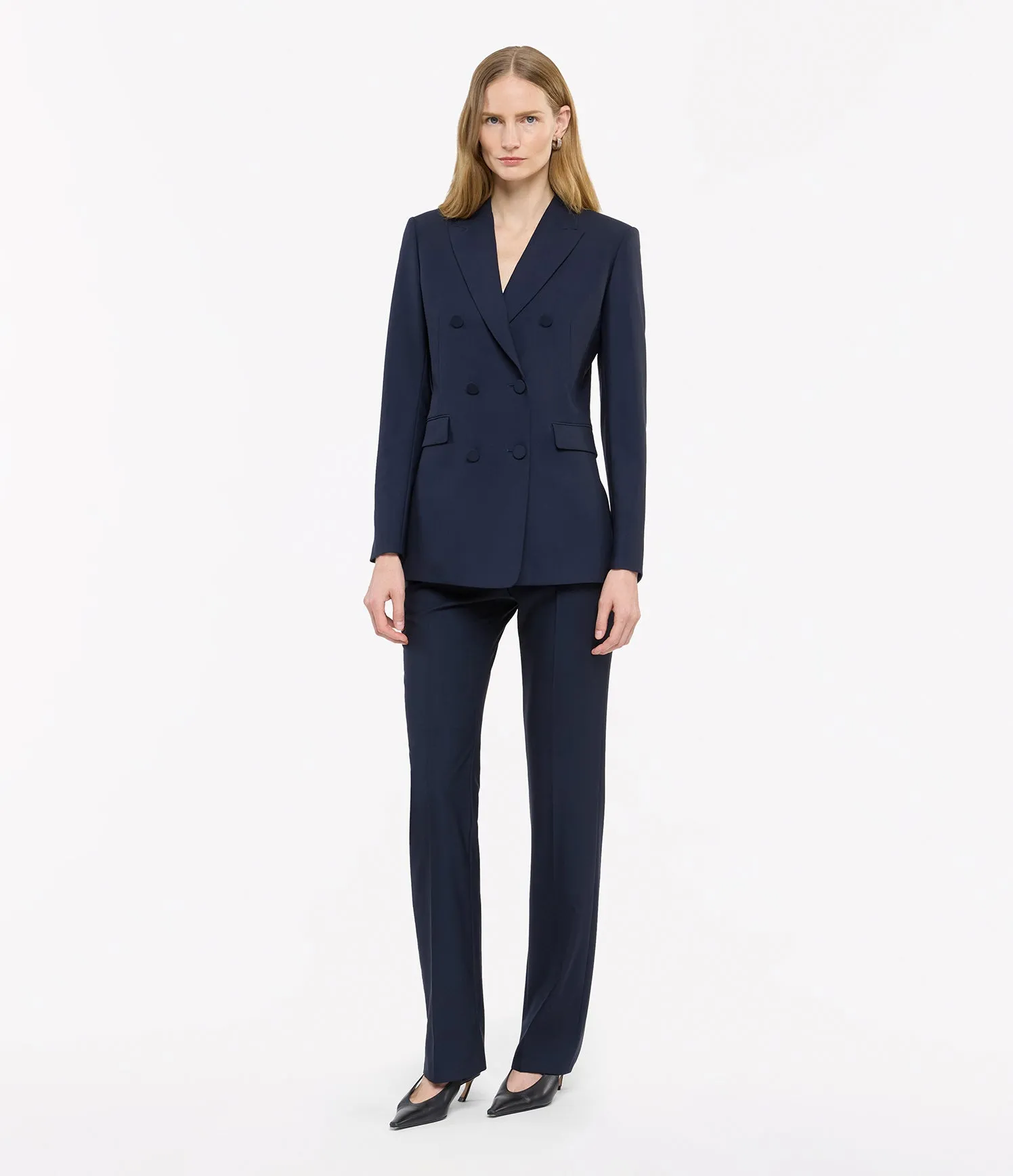 Double-Breasted Jacket | Navy sold by Another Tomorrow product image thumbnail 2