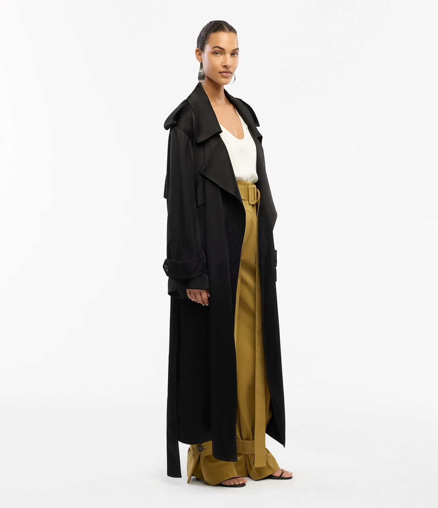 Satin Soft Trench | Black sold by Another Tomorrow product image thumbnail 3