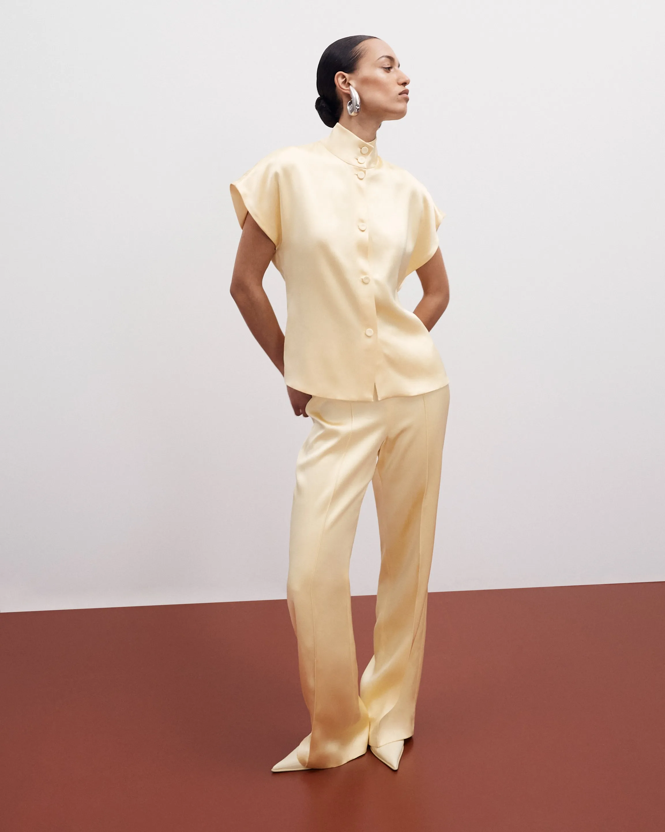 Pintuck Trouser | Daffodil sold by Another Tomorrow product image thumbnail 2
